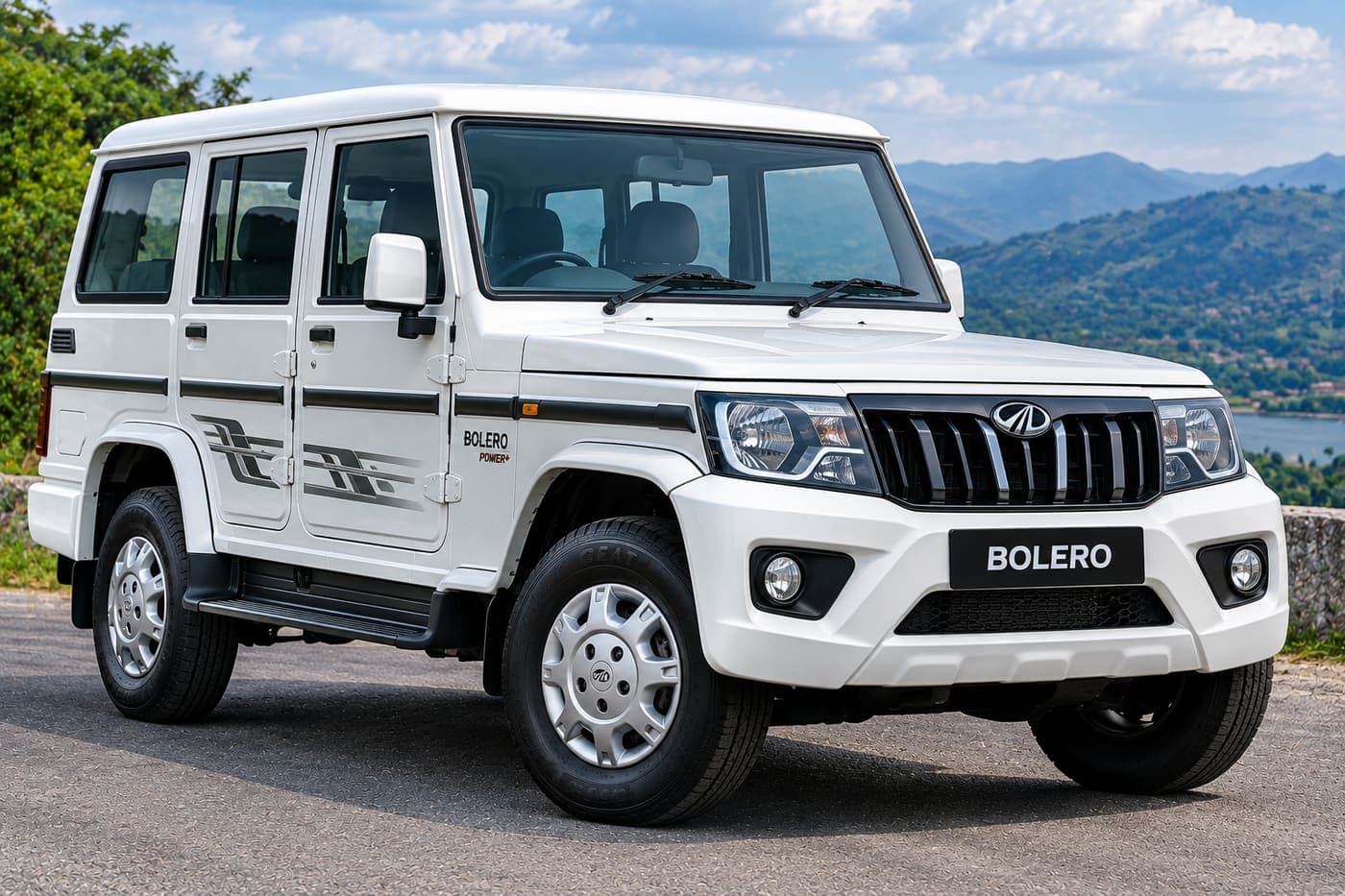 Mahindra Bolero SUV on a mountain road in the North East