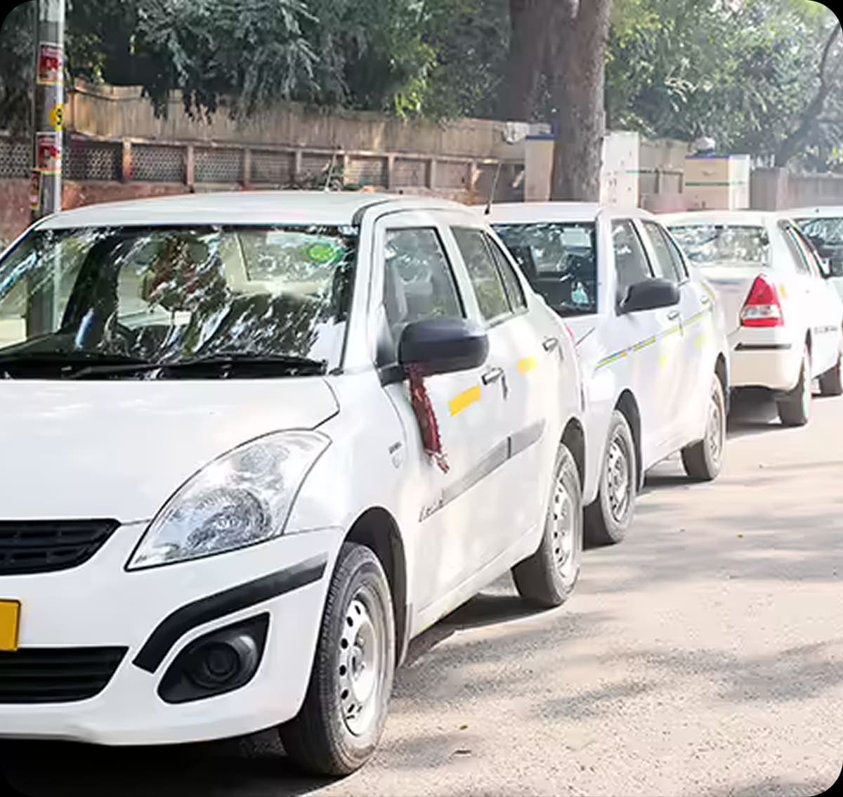 Explore Roots cabs lined up and ready for the day's bookings